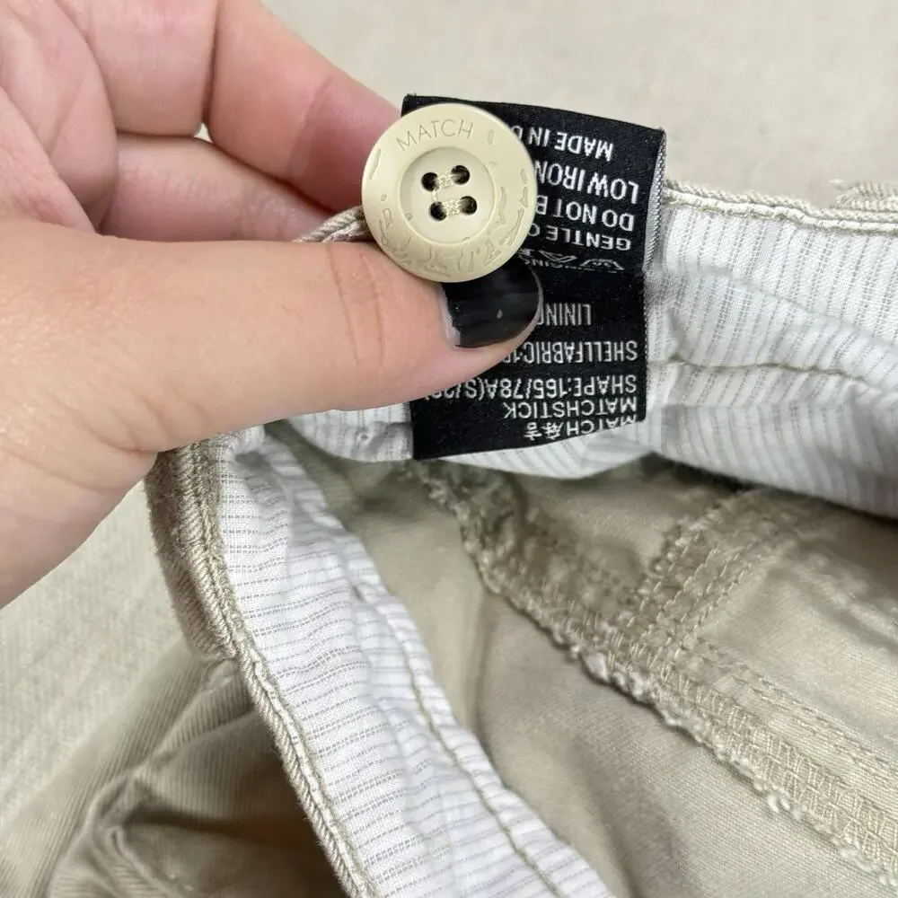 Matchstick Men's Cargo Pants Khaki Beige Work Utility Drawstring Size S 29